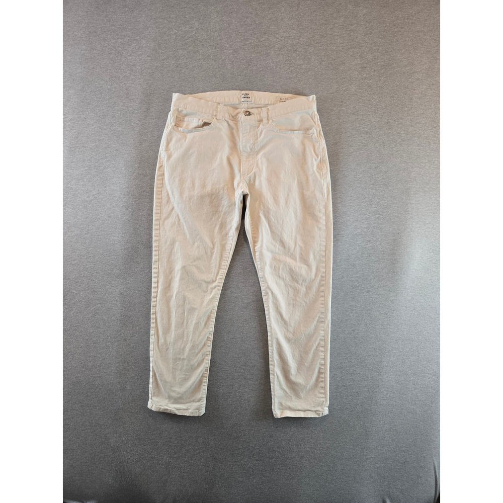 Flint and Tinder 365 Pant Mens 32x27 Cream Slim Fit 5 Pocket Chino Twill